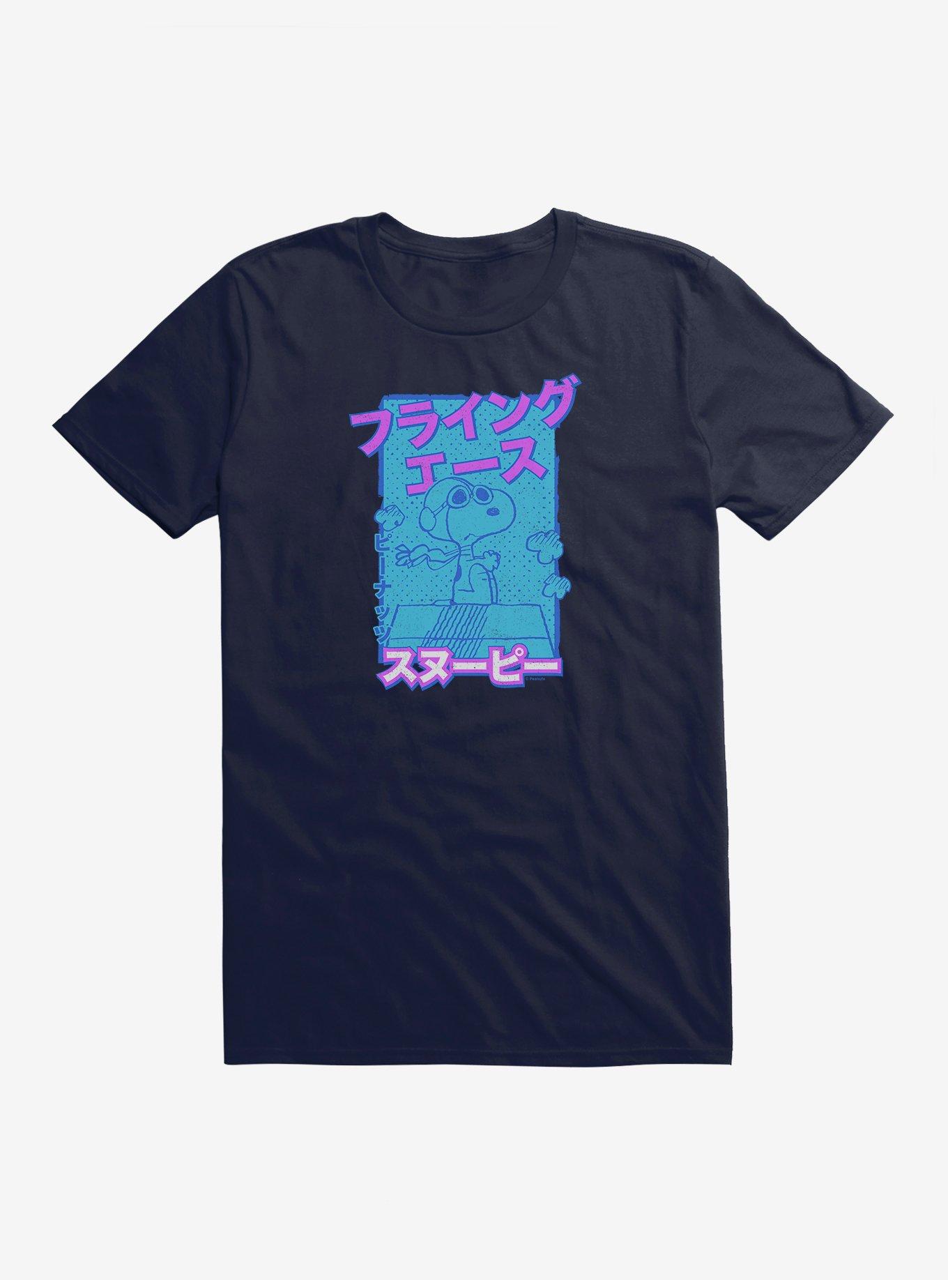 Peanuts Kanji Pilot Snoopy T-Shirt, NAVY, hi-res
