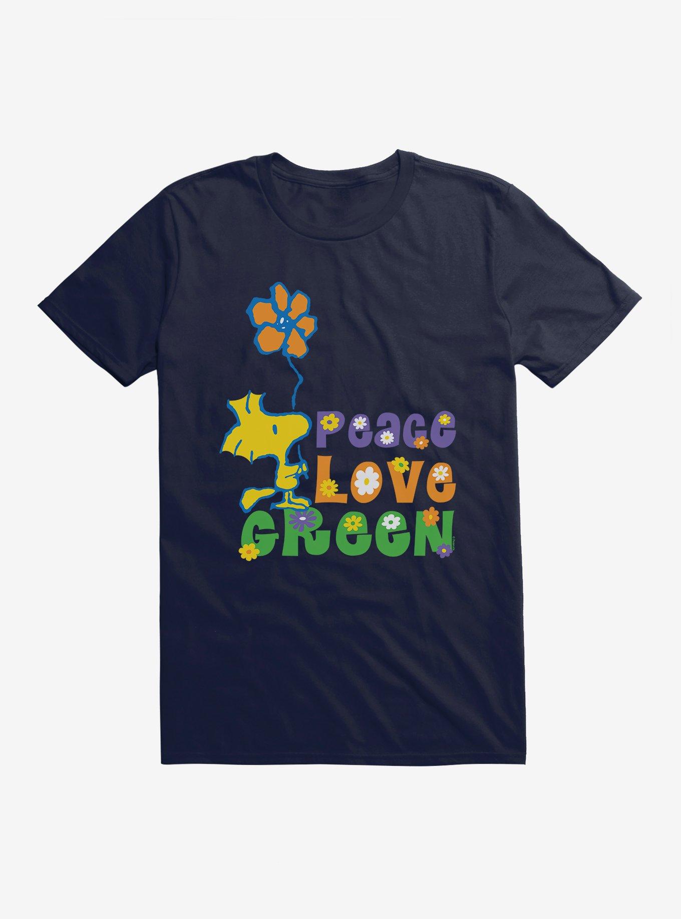 Peanuts Peace Love Green T-Shirt, , hi-res