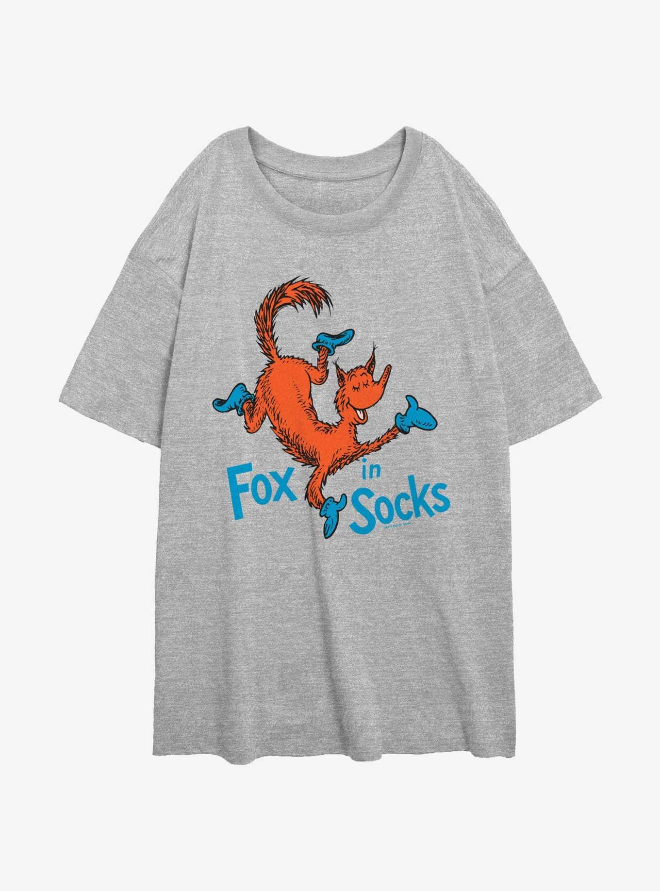 Dr. Seuss Fox In Socks Girls Oversized T-Shirt, ATH HTR, hi-res