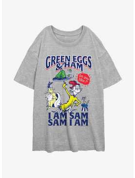 Dr. Seuss I Am Sam Green Eggs And Ham Girls Oversized T-Shirt, , hi-res