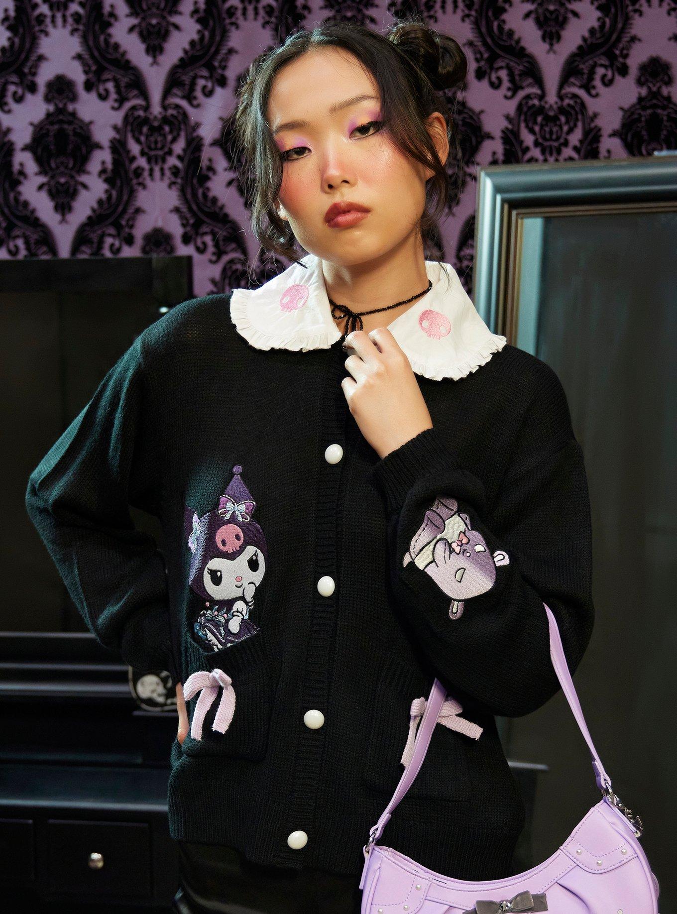 Kuromi Dress-Up Collar Girls Cardigan, , hi-res