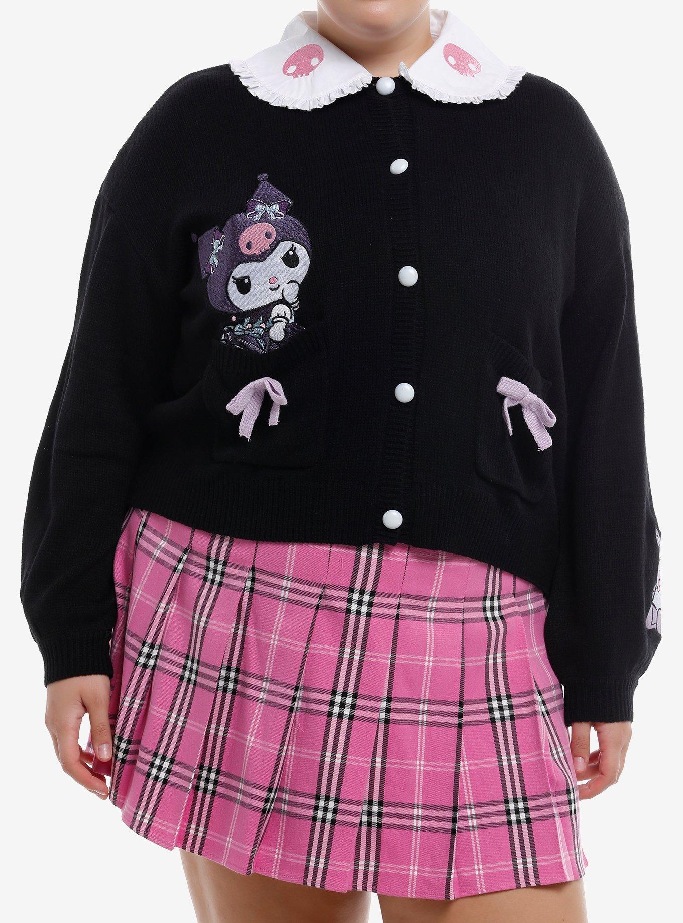 Kuromi Dress-Up Collar Girls Cardigan Plus Size, PURPLE, hi-res