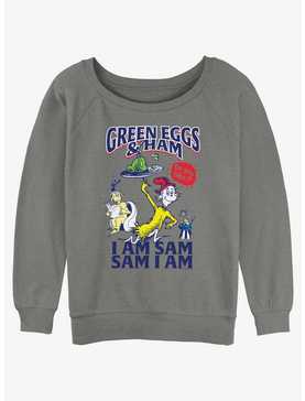 Dr. Seuss I Am Sam Green Eggs And Ham Womens Slouchy Sweatshirt, , hi-res