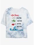 Dr. Seuss One Fish Two Fish Red Fish Blue Fish Tie Dye Crop Girls T-Shirt, WHITEBLUE, hi-res