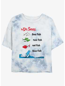 Dr. Seuss One Fish Two Fish Red Fish Blue Fish Tie Dye Crop Girls T-Shirt, , hi-res