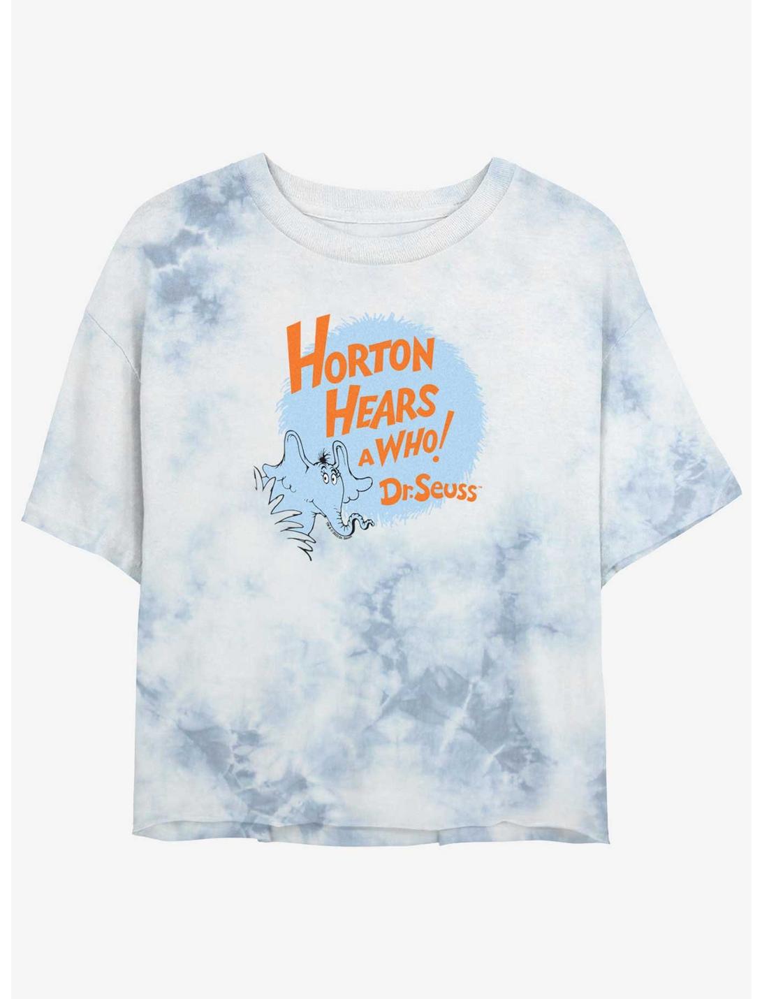 Dr. Seuss Horton Hears A Who Tie Dye Crop Girls T-Shirt, WHITEBLUE, hi-res