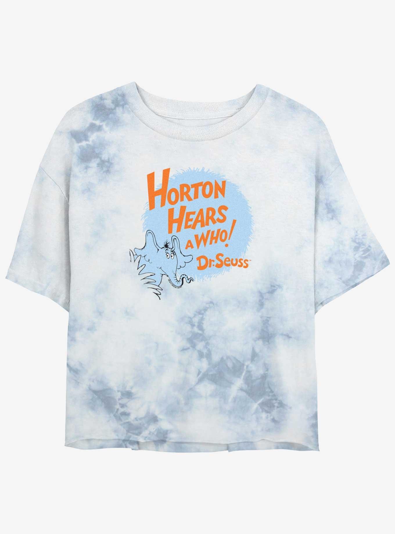 Dr. Seuss Horton Hears A Who Tie Dye Crop Girls T-Shirt, WHITEBLUE, hi-res