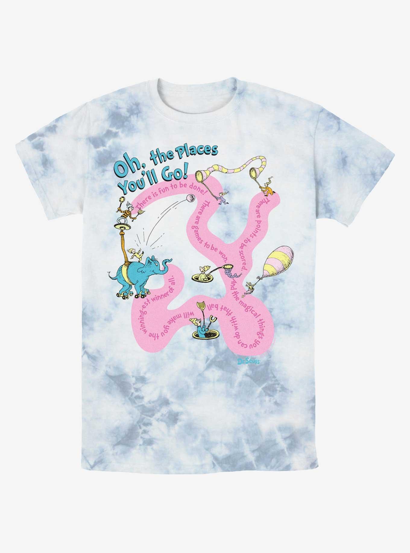 Dr. Seuss Journeying The Places You'Ll Go Tie-Dye T-Shirt, WHITEBLUE, hi-res