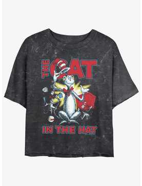Dr. Seuss The Cat In The Hat Cattitude Mineral Wash Womens Crop T-Shirt, , hi-res