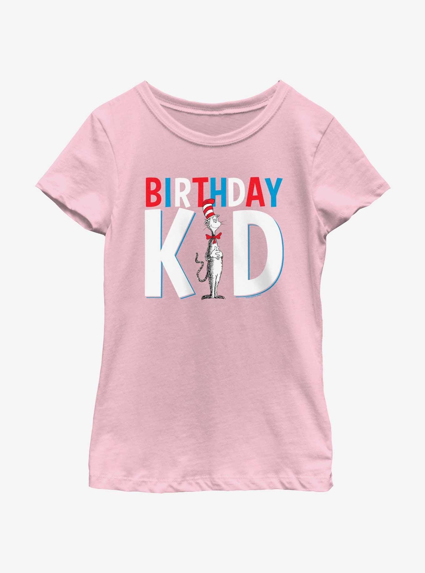 Dr. Seuss Birthday Kid Cat Hat Youth Girls T-Shirt, , hi-res