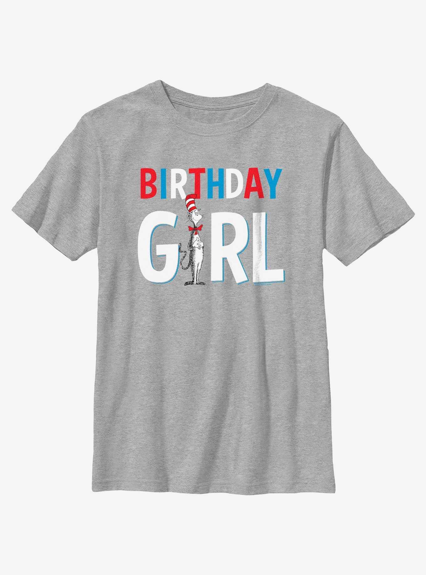 Dr. Seuss Birthday Girl Cat Hat Youth T-Shirt, , hi-res