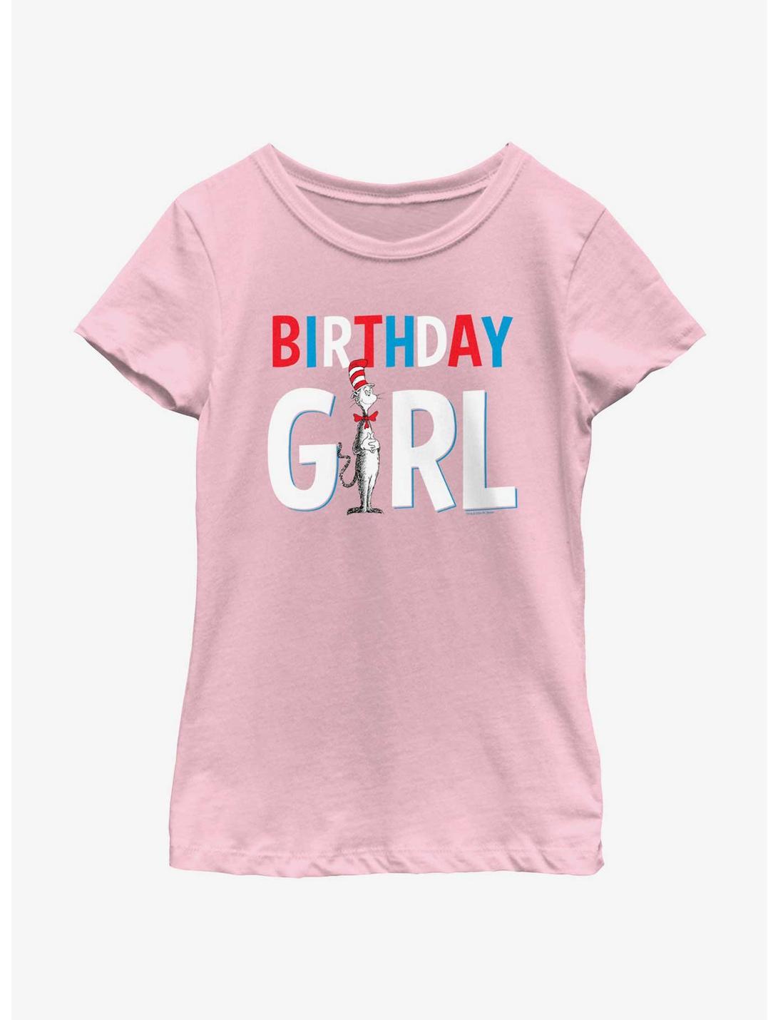 Dr. Seuss Birthday Girl Cat Hat Youth Girls T-Shirt, PINK, hi-res