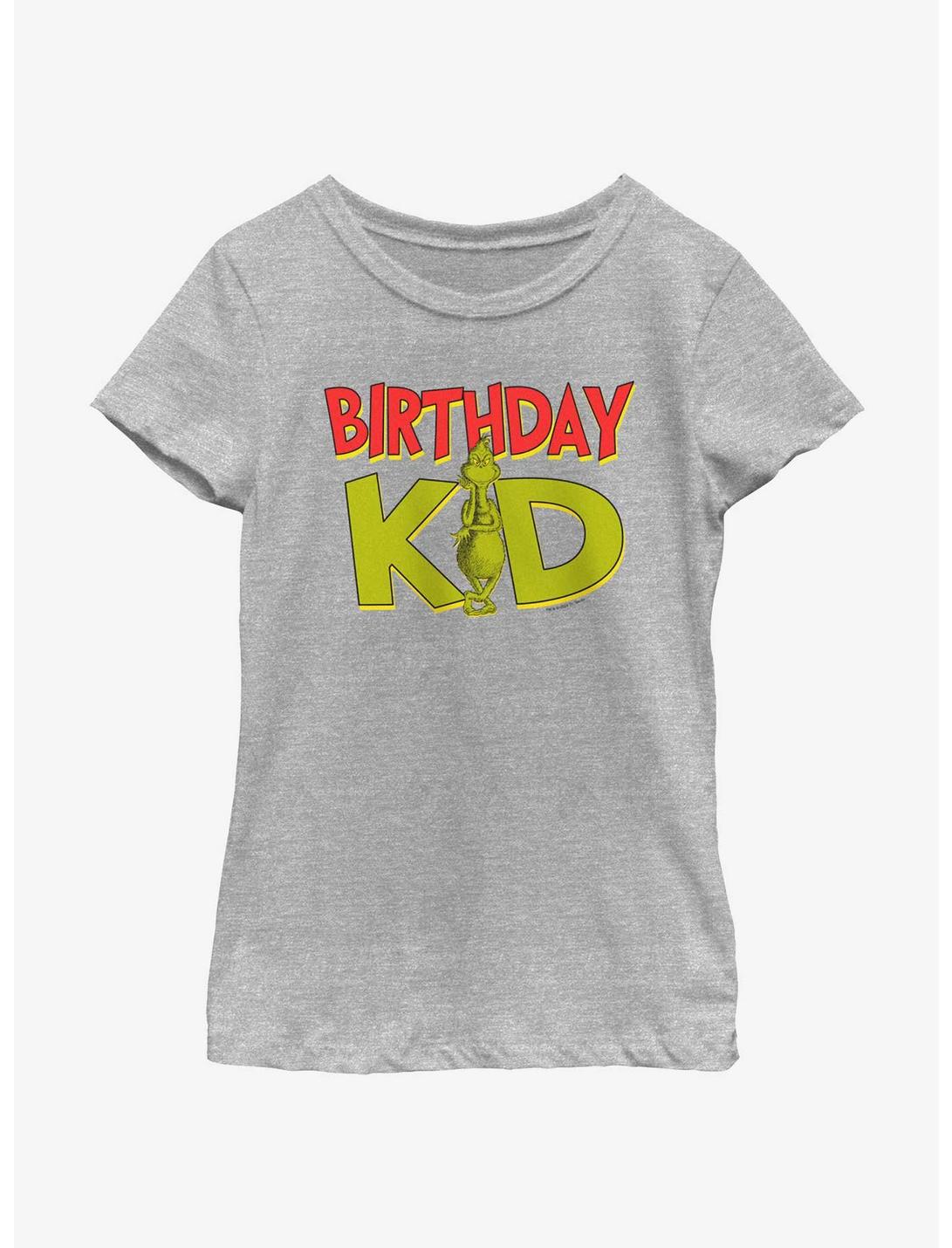Dr. Seuss Bday Grinch Kid Youth Girls T-Shirt, ATH HTR, hi-res