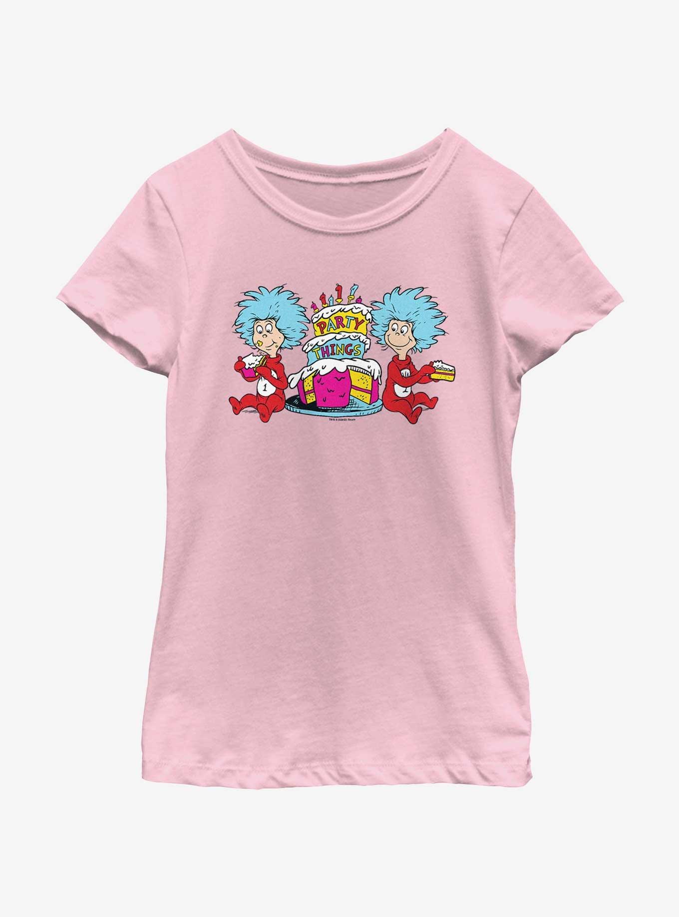 Dr. Seuss Birthday Cake Things Youth Girls T-Shirt, , hi-res