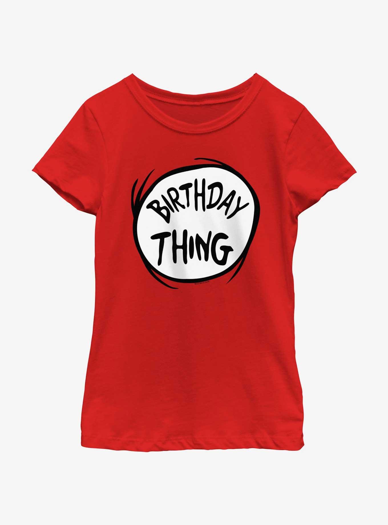 Dr. Seuss Birthday Thing Youth Girls T-Shirt, RED, hi-res