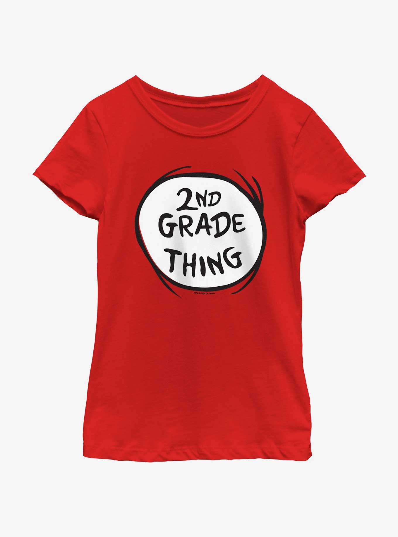 Dr. Seuss 2ND Grade Emblem Youth Girls T-Shirt, RED, hi-res