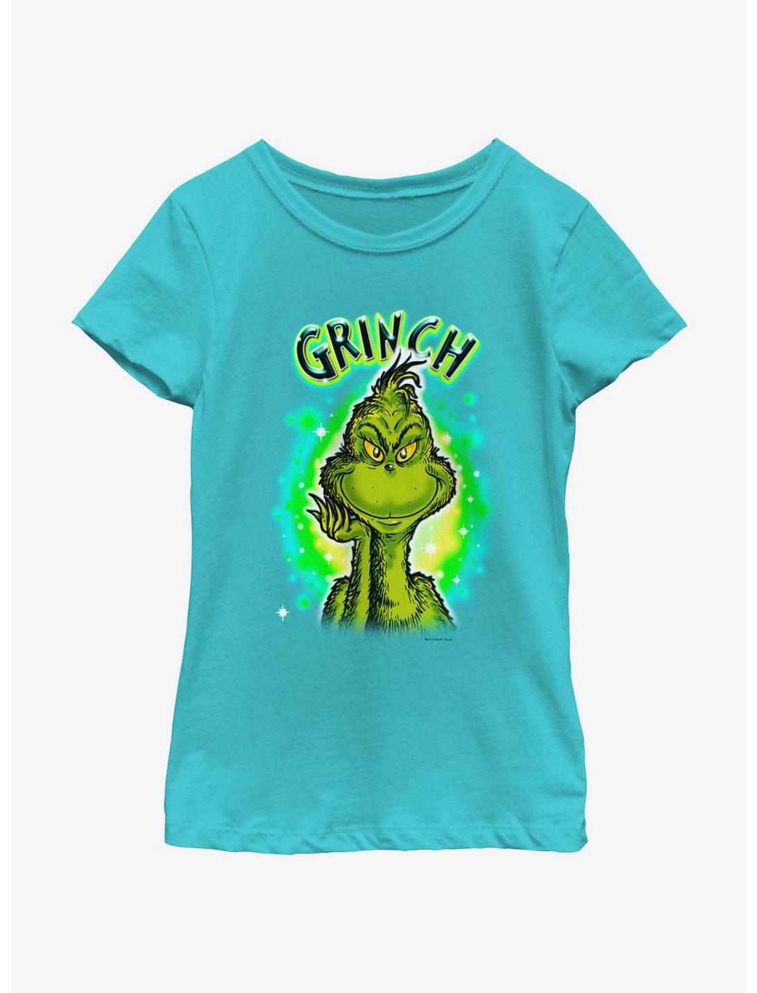 Dr. Seuss Brushy Grinch Youth Girls T-Shirt, TAHI BLUE, hi-res