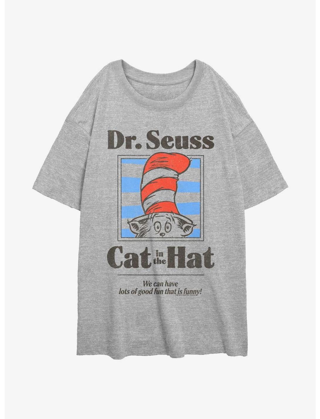 Dr. Seuss The Cat In The Hat Fun That Is Funny Womens Oversized T-Shirt, ATH HTR, hi-res