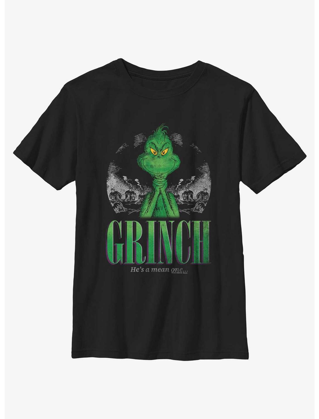 Dr. Seuss The Grinch He's A Mean One Youth T-Shirt, BLACK, hi-res