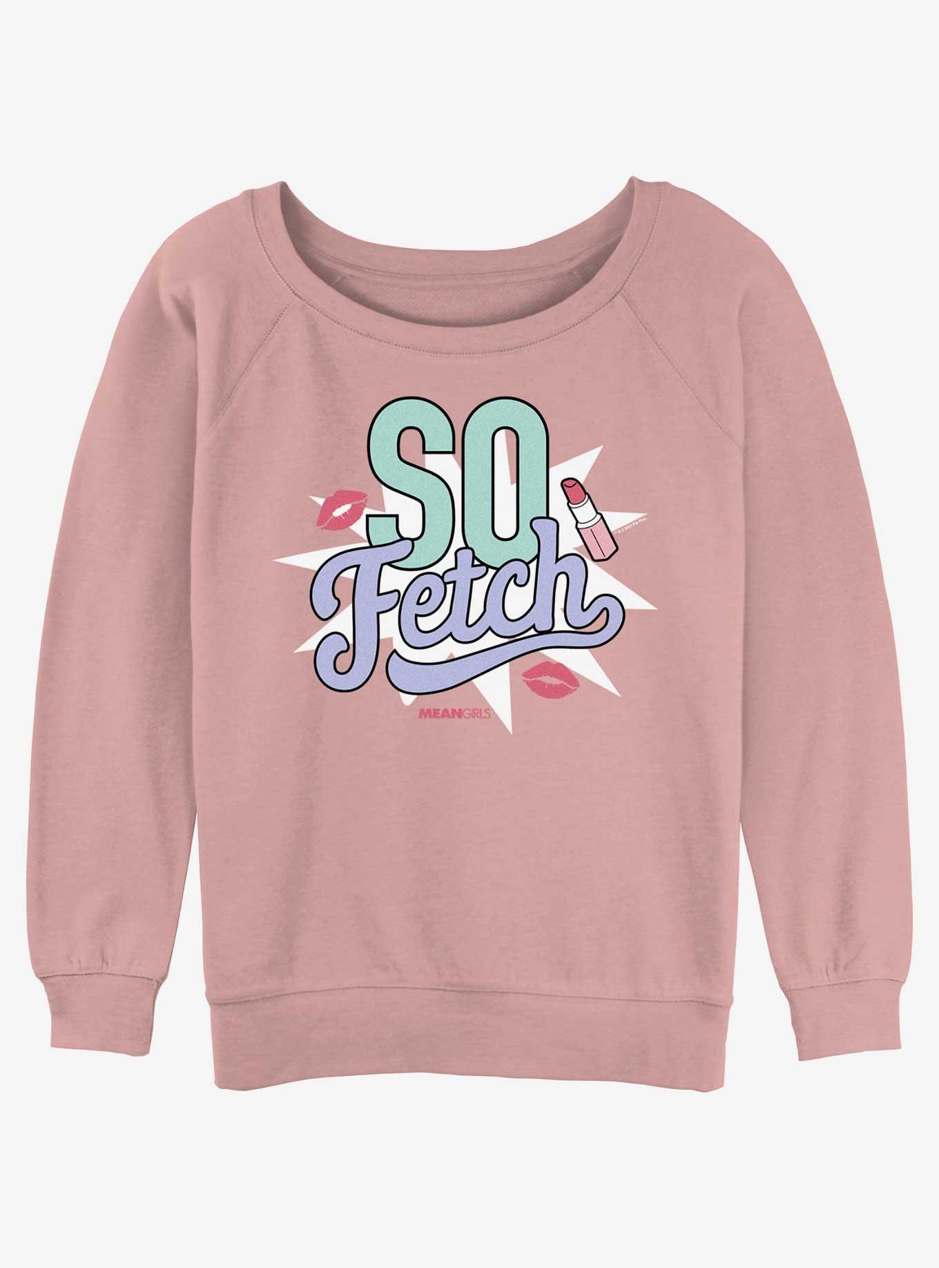 Mean Girls So Fetch Kisses Womens Slouchy Sweatshirt, DESERTPNK, hi-res