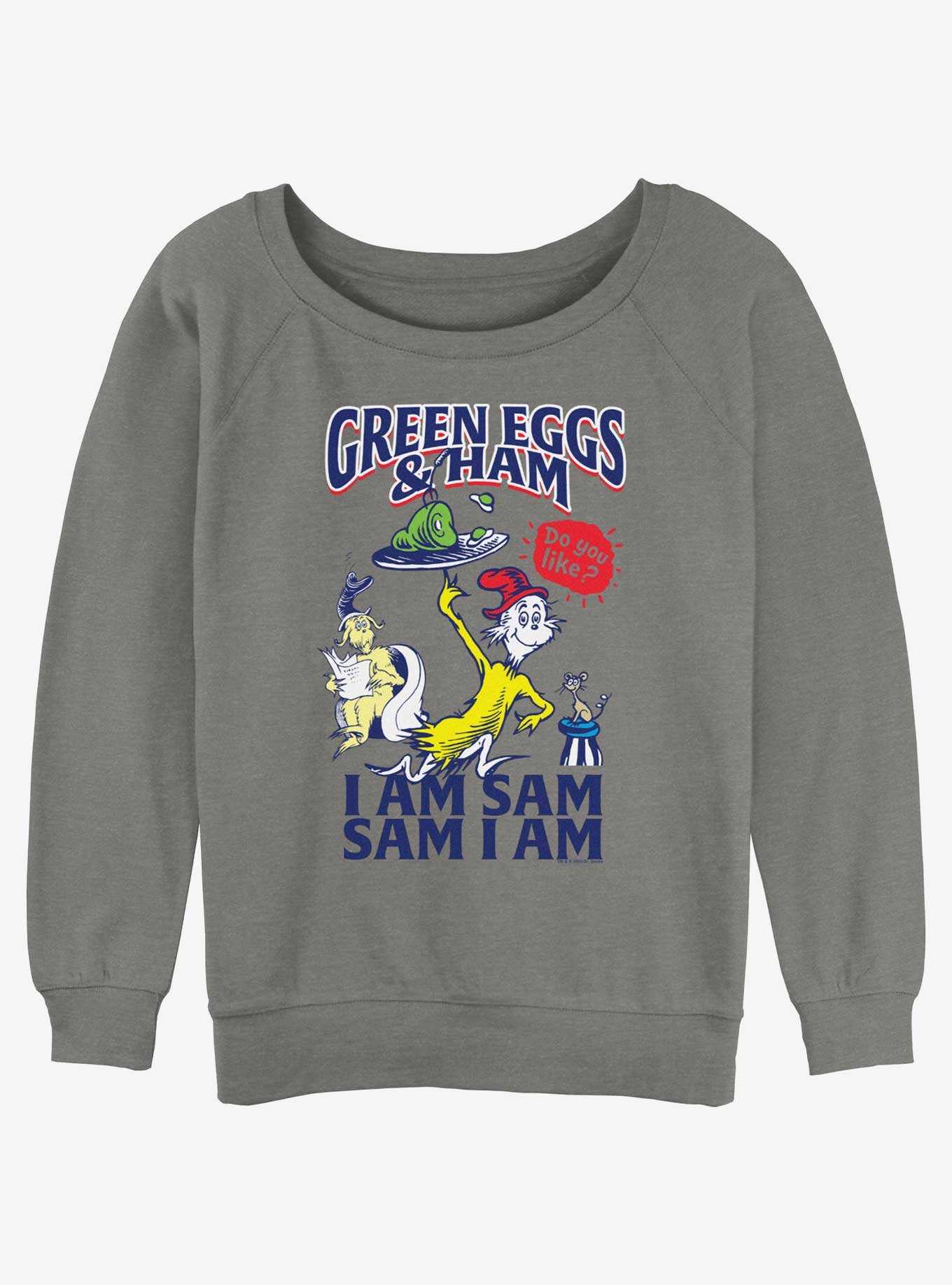 Dr. Seuss I Am Sam Green Eggs And Ham Girls Slouchy Sweatshirt, , hi-res