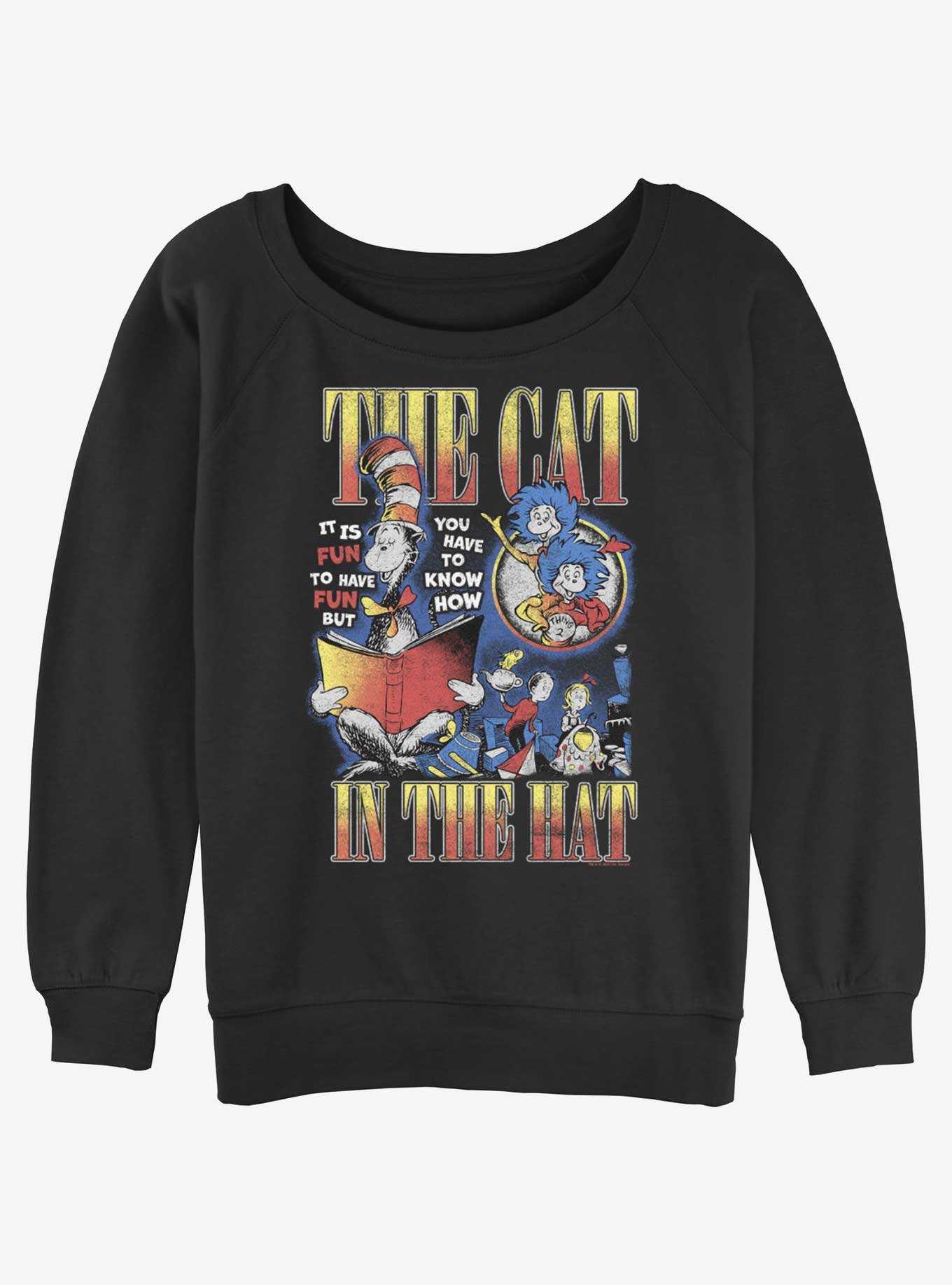 Dr. Seuss The Cat In The Hat Reading Book Girls Slouchy Sweatshirt, , hi-res