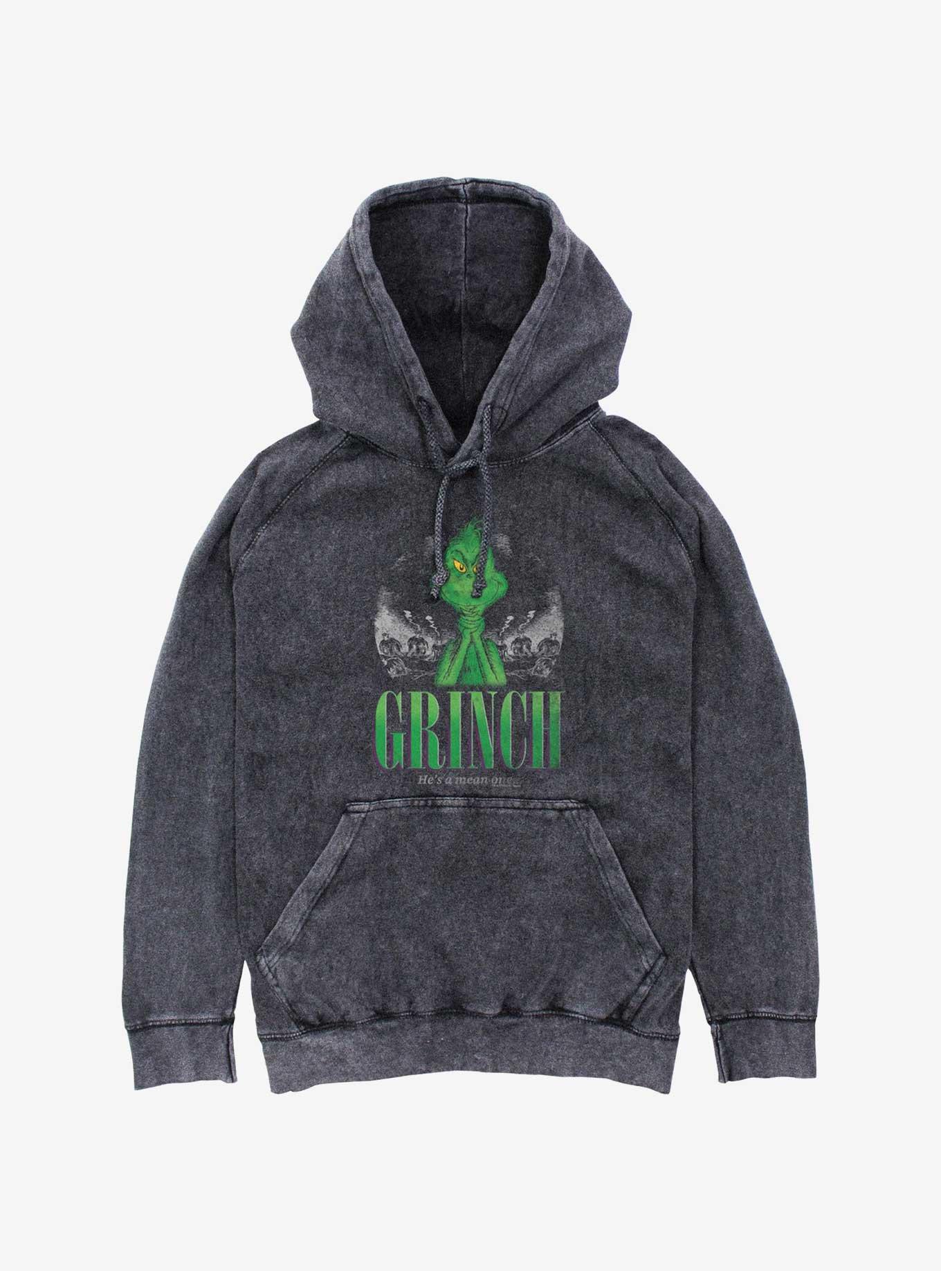 Dr. Seuss The Grinch He'S A Mean One Mineral Wash Hoodie, BLACK, hi-res