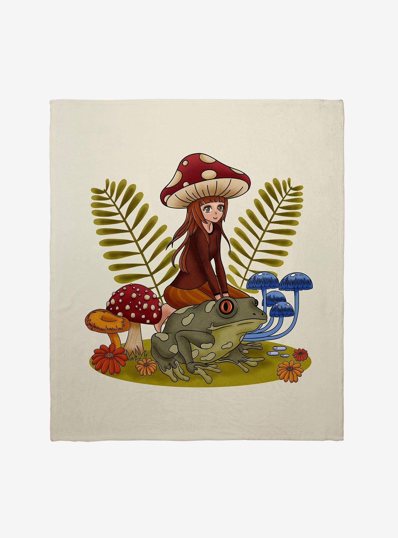 Cottagecore Frog & Doll Throw Blanket