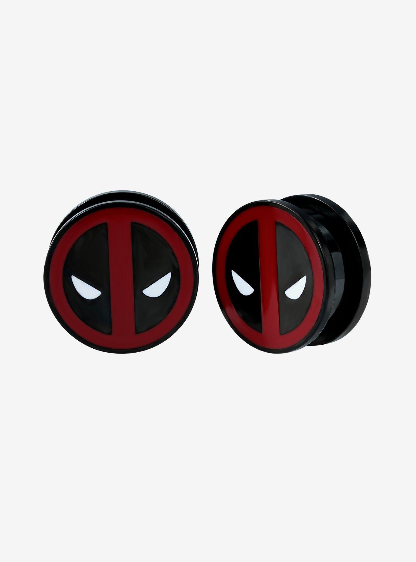 Black Steel Marvel Deadpool Face Tunnel Plug 2 Pack, , hi-res