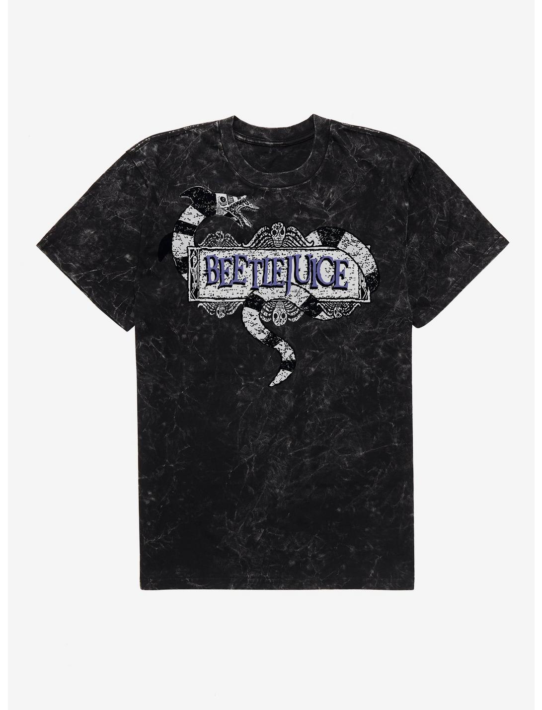 Beetlejuice Sandworm Logo T-Shirt, BLACK MINERAL WASH, hi-res