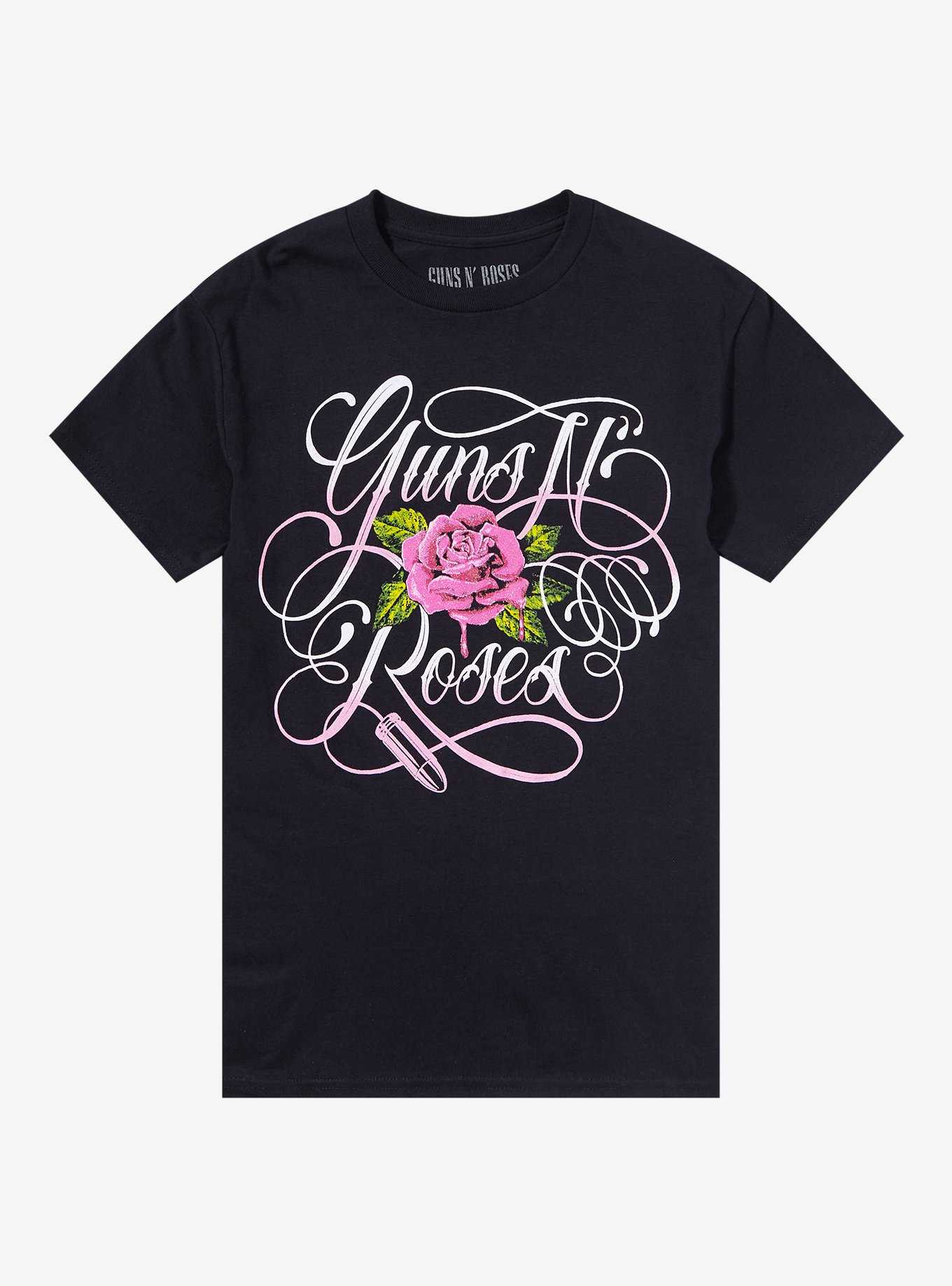 Guns N' Roses Glitter Rose Boyfriend Fit Girls T-Shirt, , hi-res
