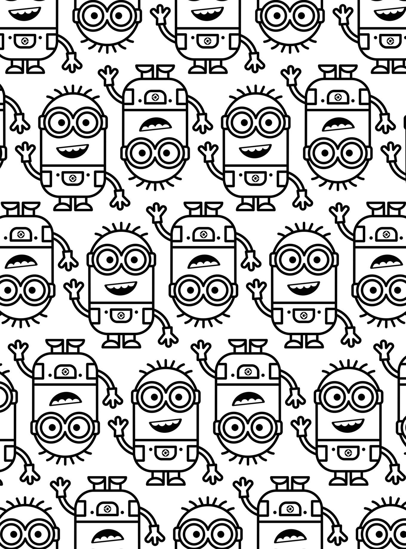 Minions Line Art Black Peel & Stick Wallpaper, , hi-res