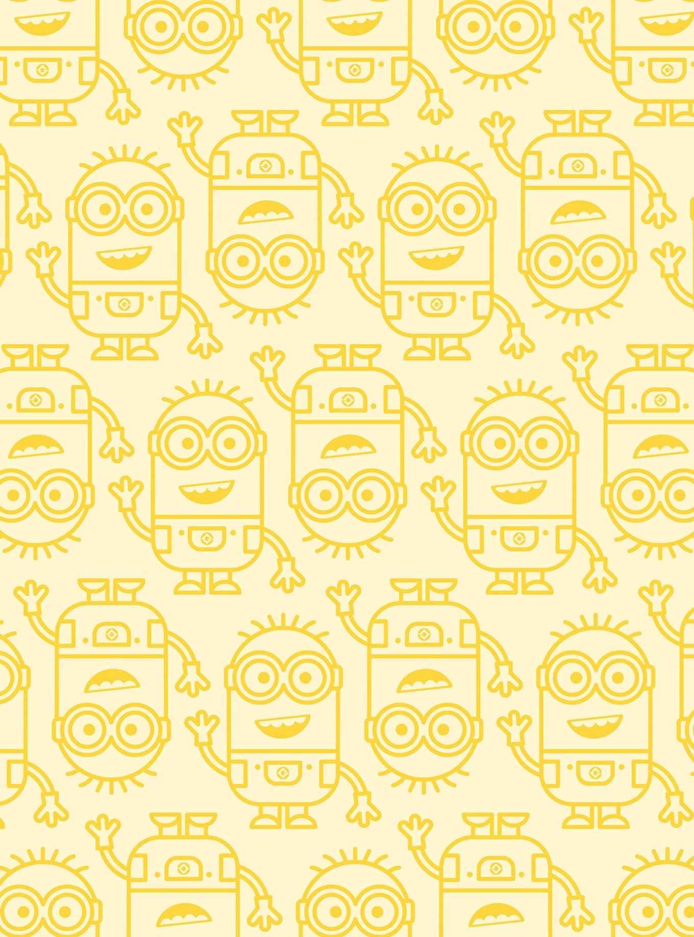 Minions Line Art Yellow Peel & Stick Wallpaper, , hi-res