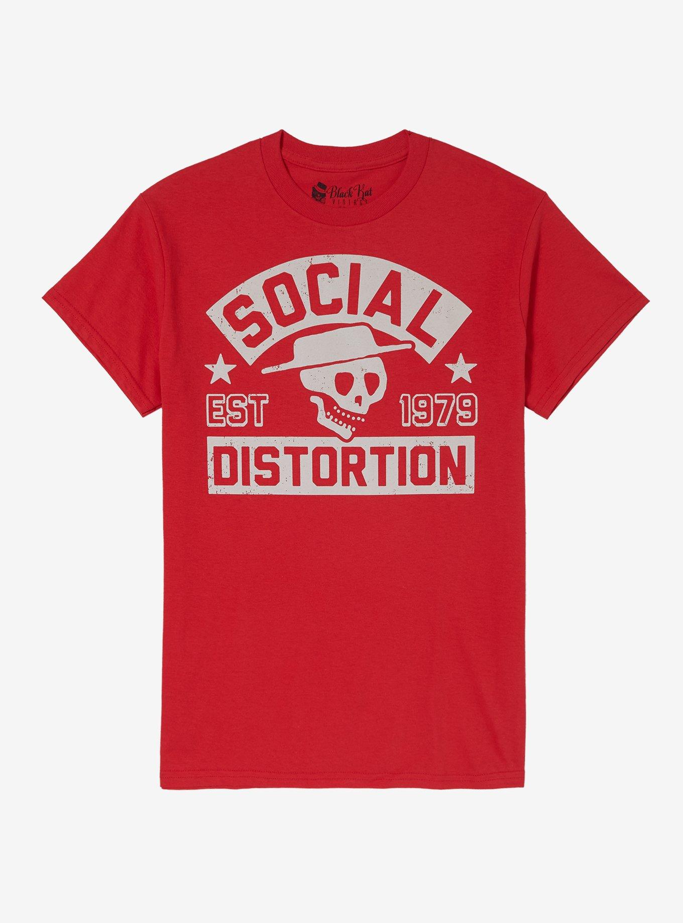 Social Distortion Skelly Face Boyfriend Fit Girls T-Shirt, RED, hi-res