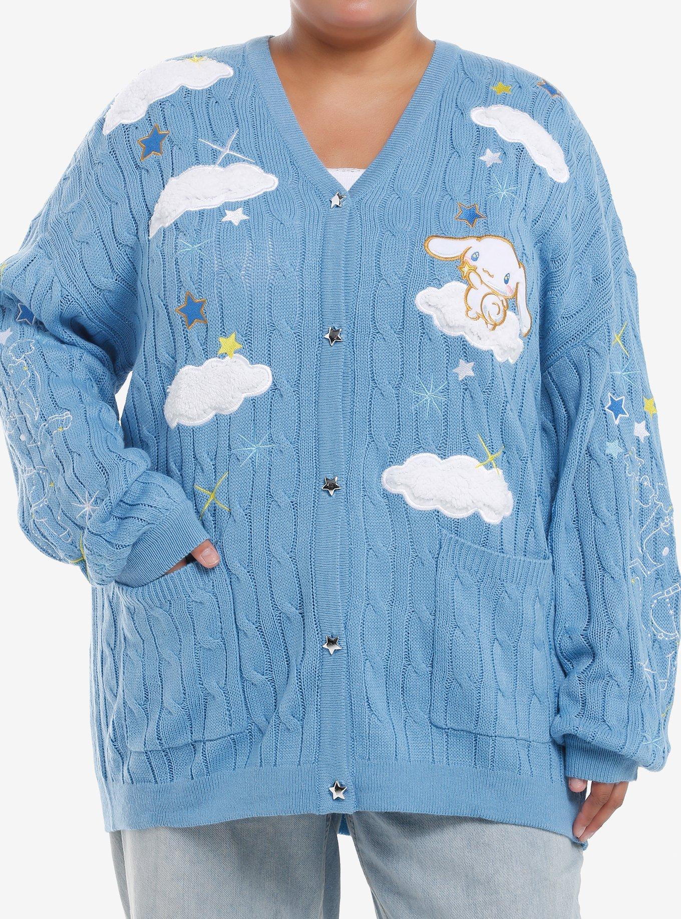 Cinnamoroll Cloud Cable Knit Girls Cardigan Plus Size, , hi-res