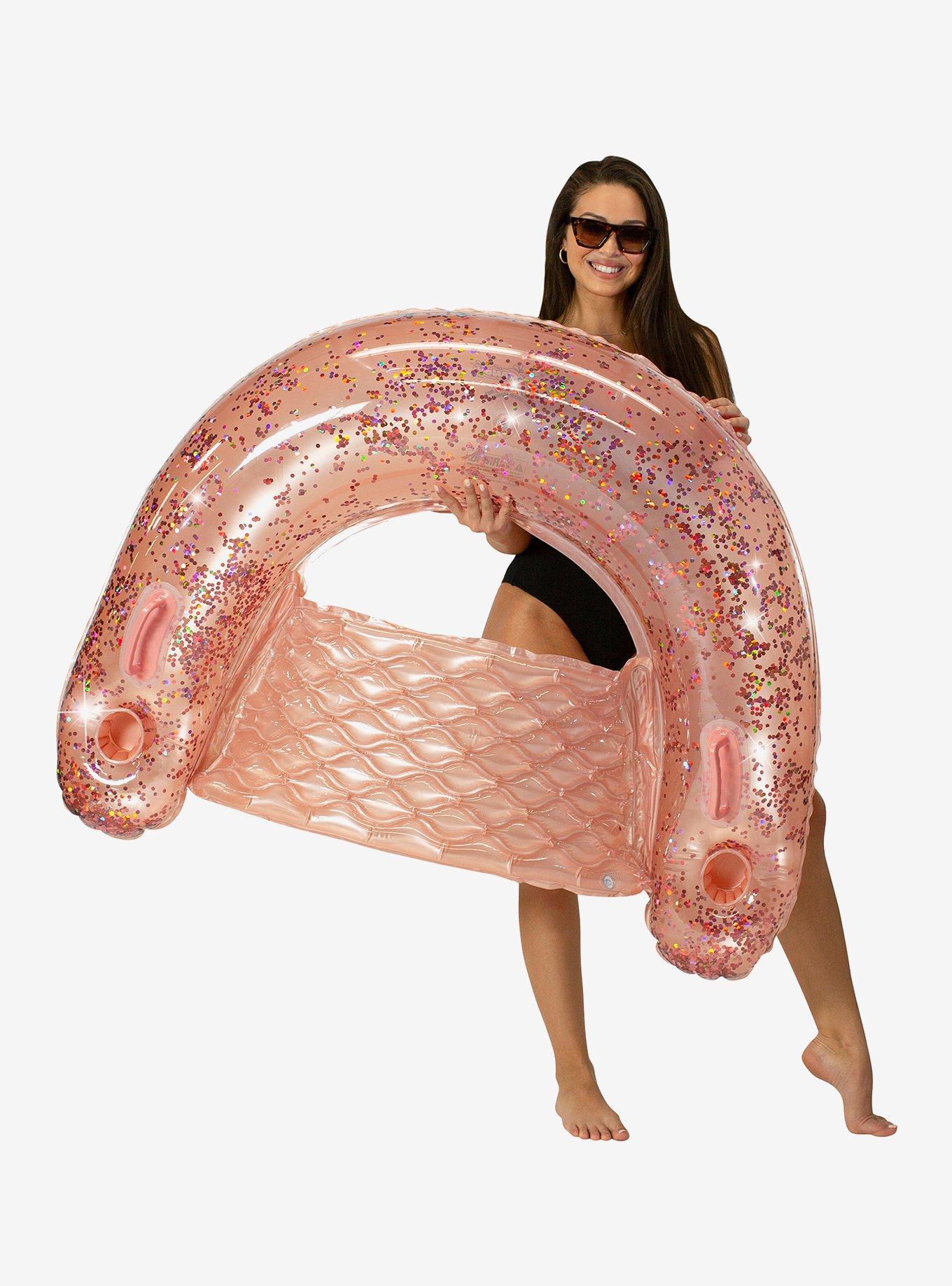 Jumbo Glitter Sun Chair Rose Gold Pool Float, , hi-res