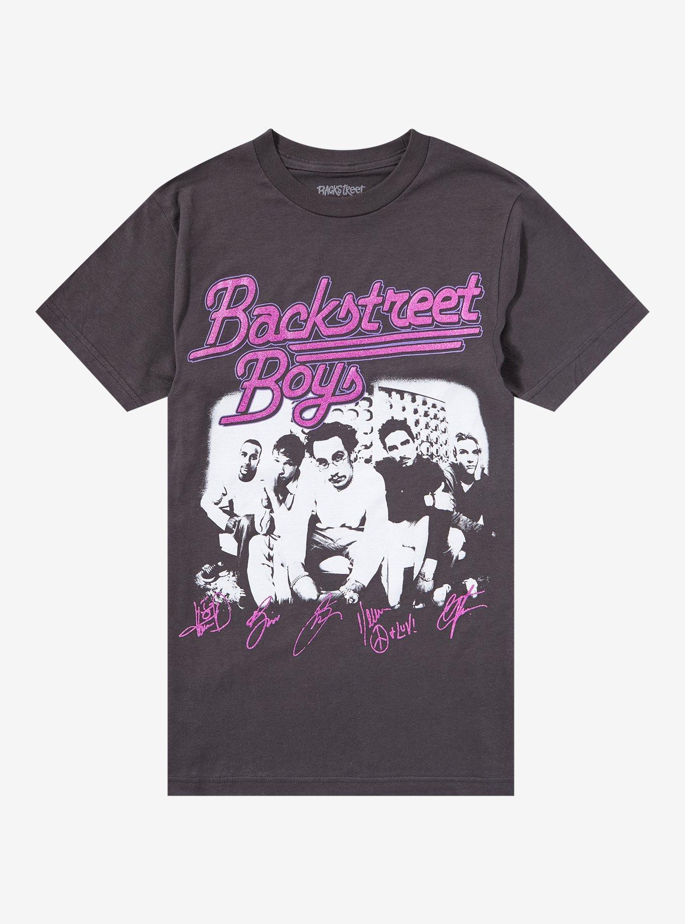 Backstreet Boys Glitter Signatures Boyfriend Fit Girls T-Shirt, BLACK, hi-res