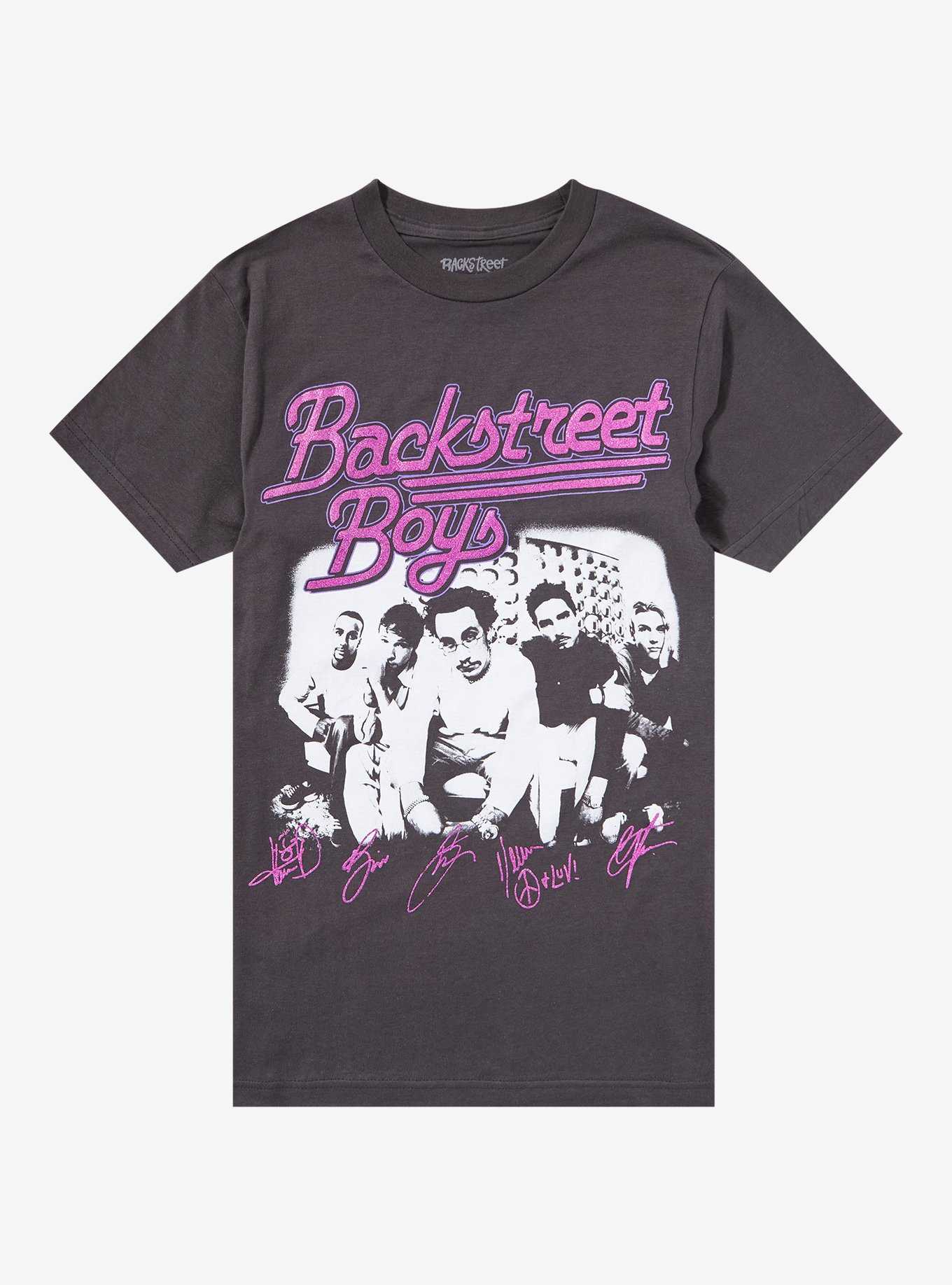 Backstreet Boys Glitter Signatures Boyfriend Fit Girls T-Shirt, , hi-res