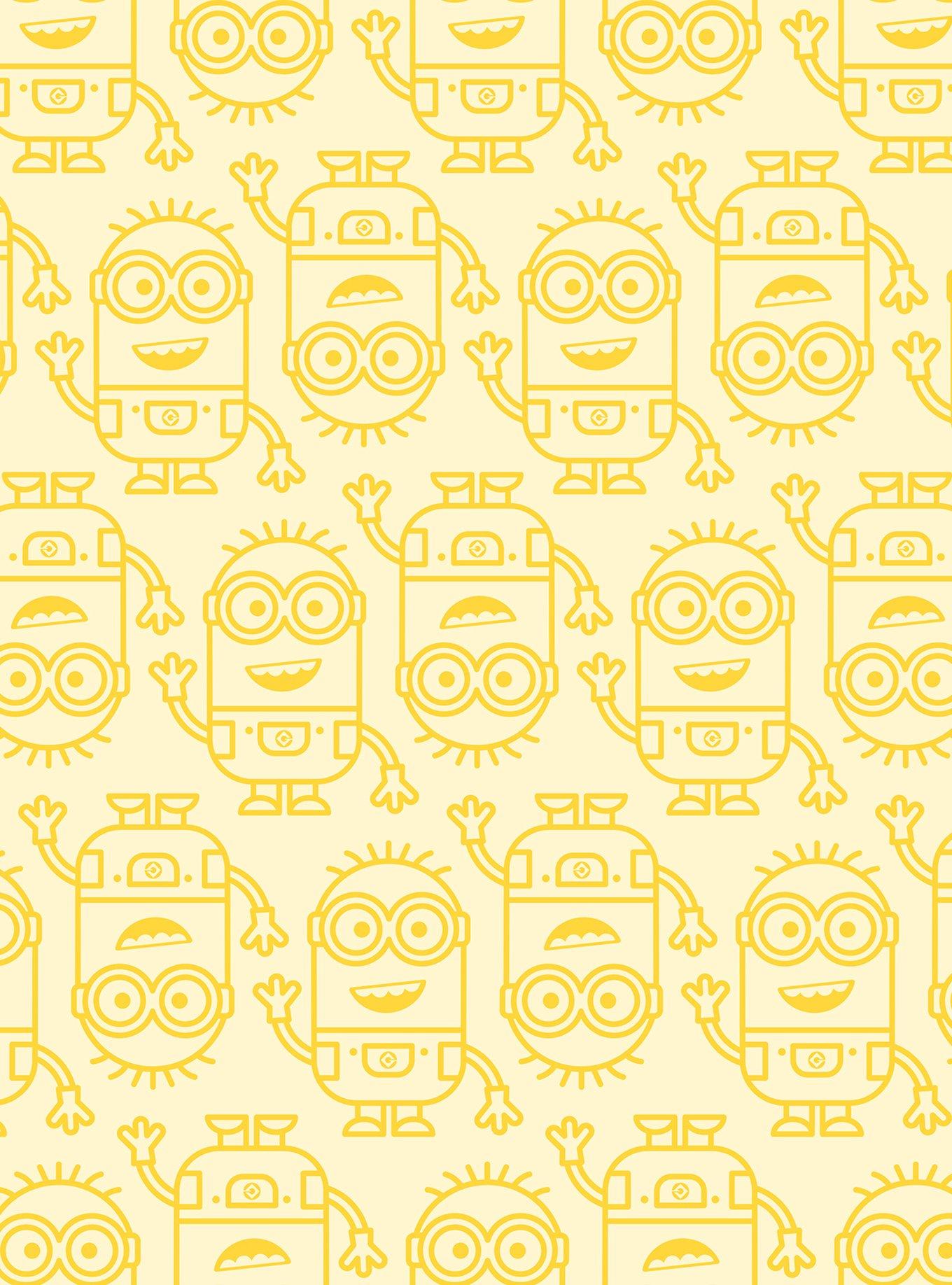 Minions Line Art Yellow Peel & Stick Wallpaper, , hi-res