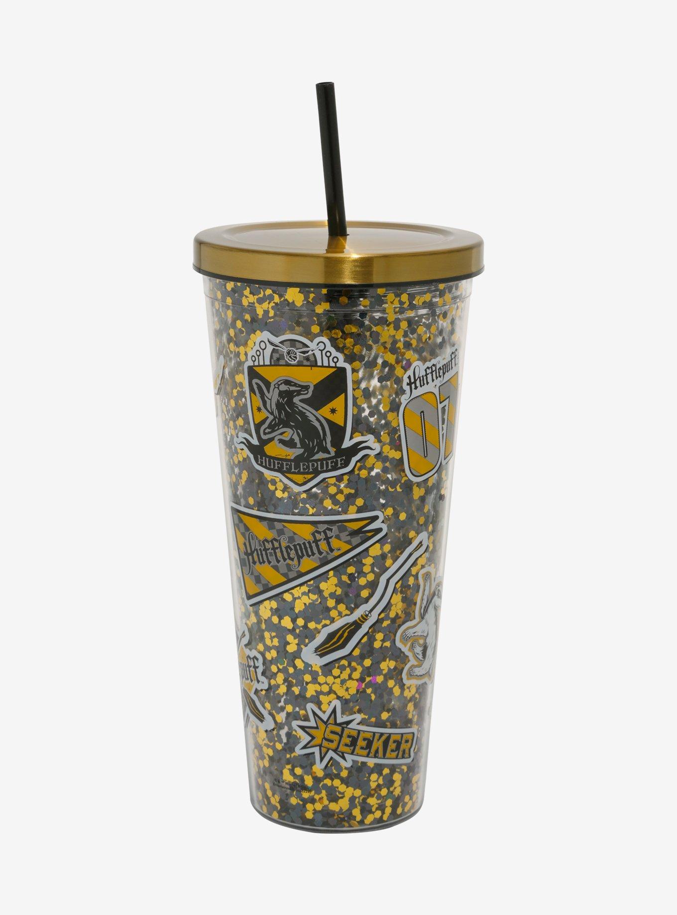 Harry Potter Hufflepuff School Stickers Glitter Acrylic Travel Cup, , hi-res
