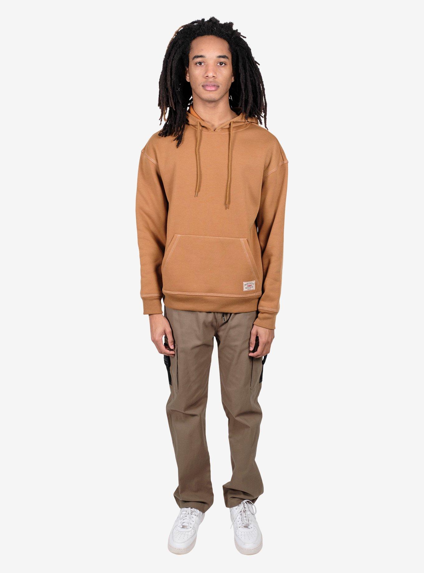 Triple Needle Stitch Hoodie Brown, , hi-res