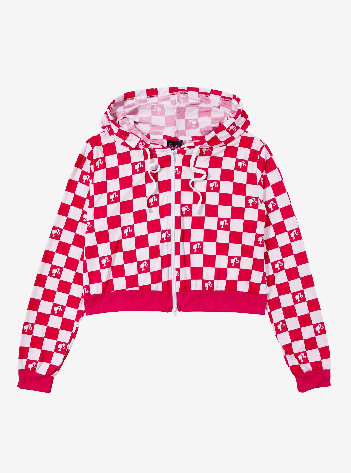 Barbie Gingham Crop Hoodie Plus Size, , hi-res