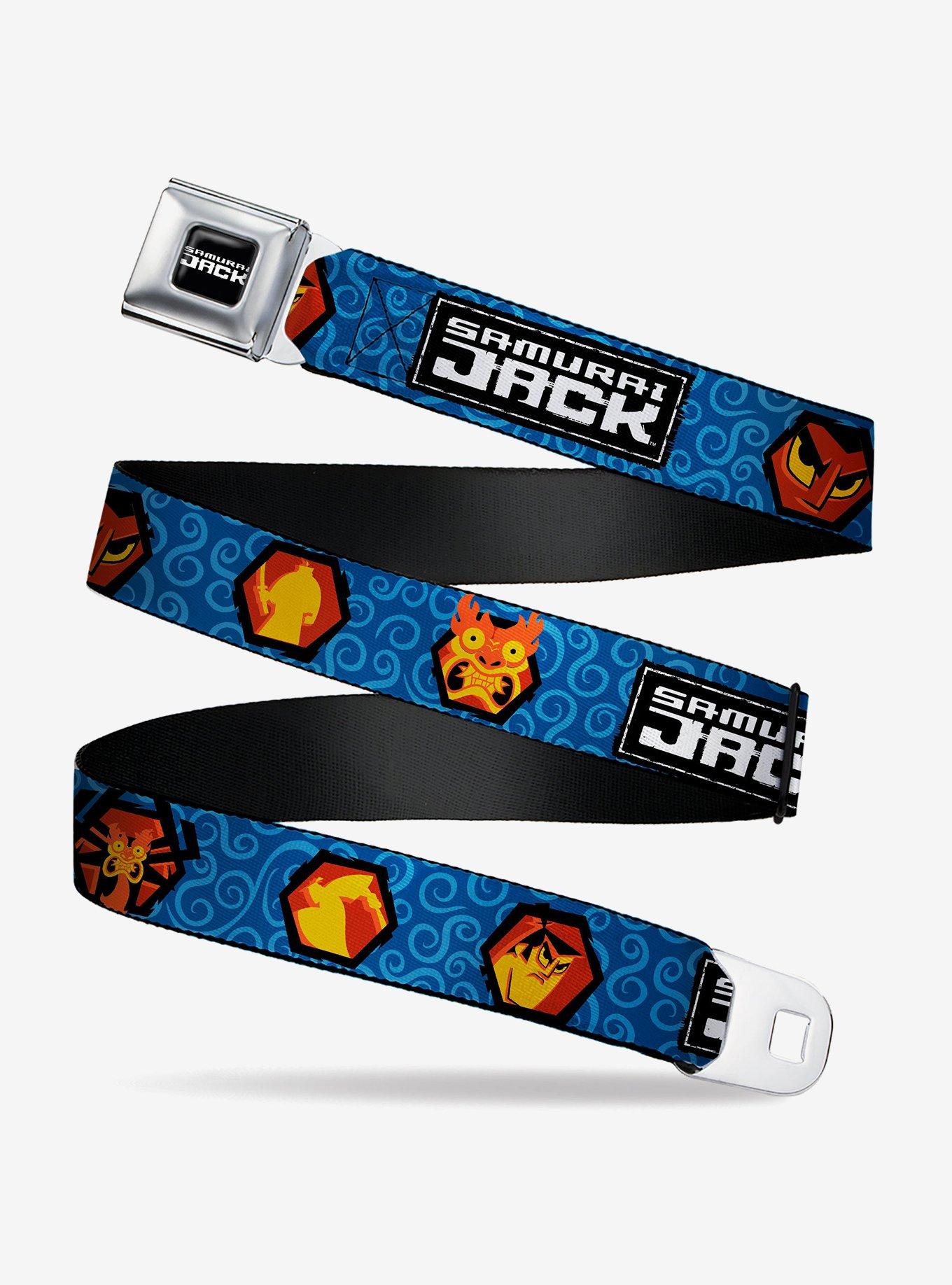 Samurai Jack Title Logo And Icons With Swirl Youth Seatbelt Belt, , hi-res