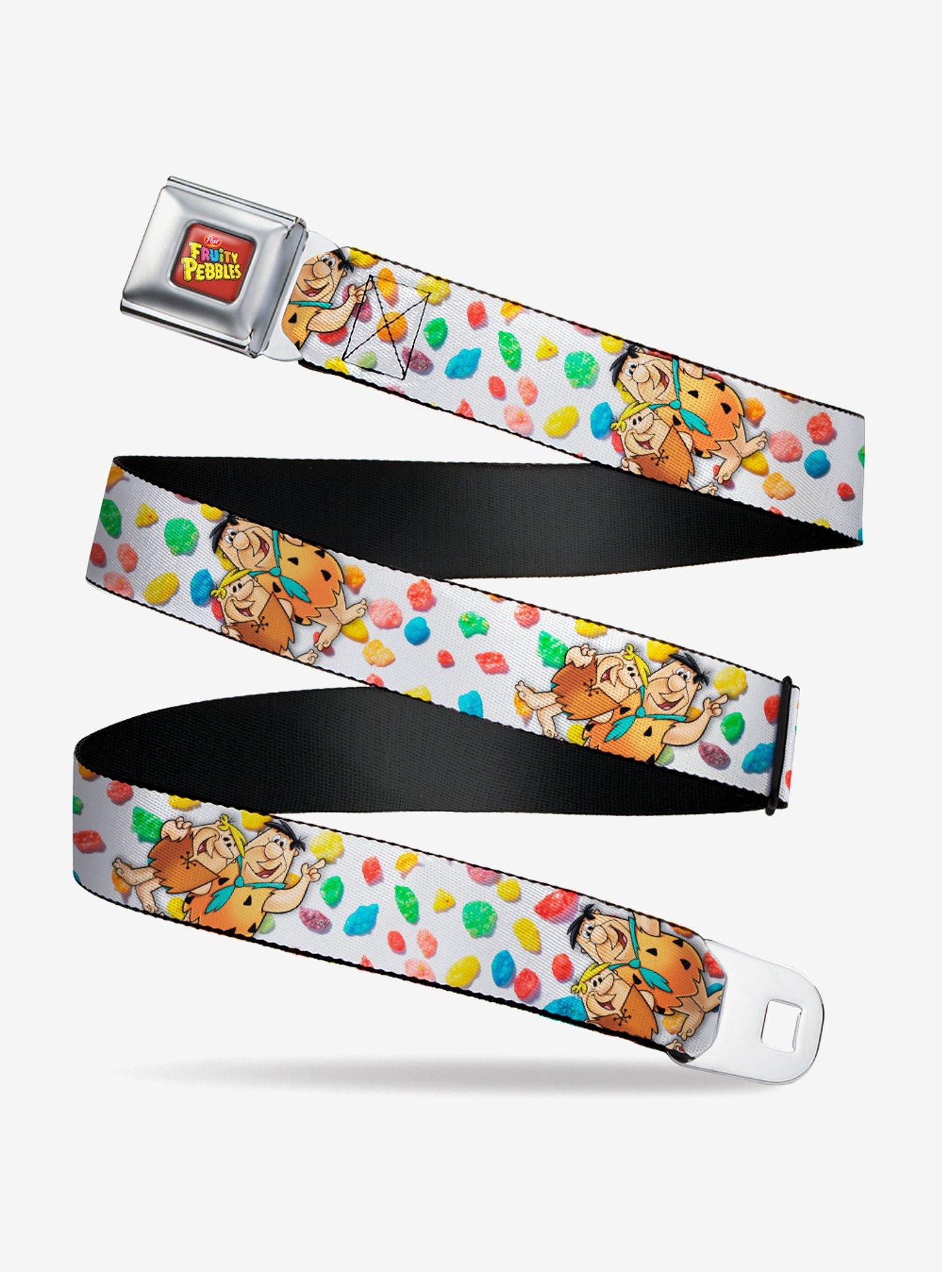 The Flintstones Fruity Pebbles Fred And Barney Pose And Cereal Youth Seatbelt Belt, , hi-res