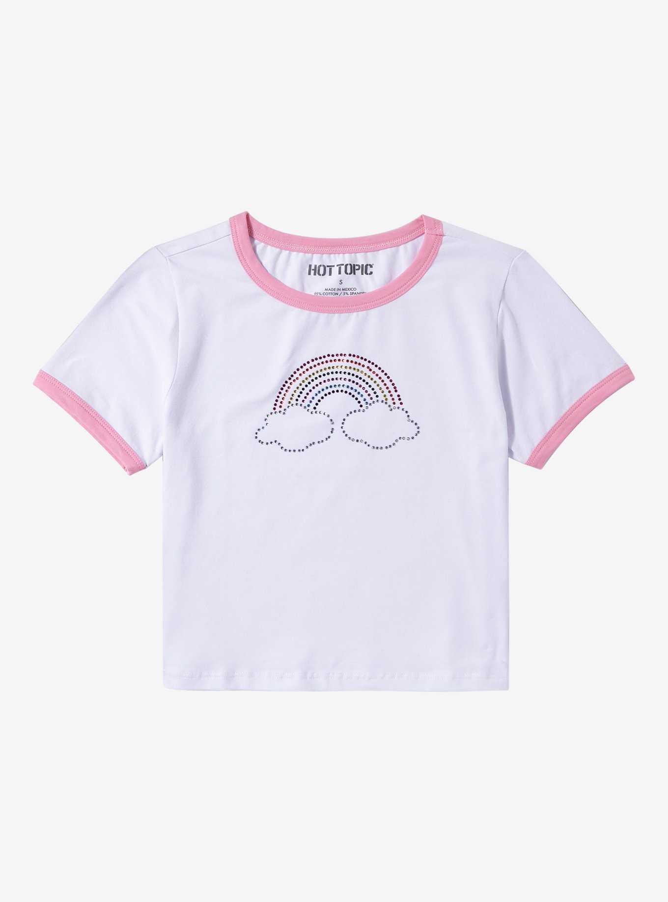 Rainbow Rhinestone Ringer Girls Baby T-Shirt, , hi-res