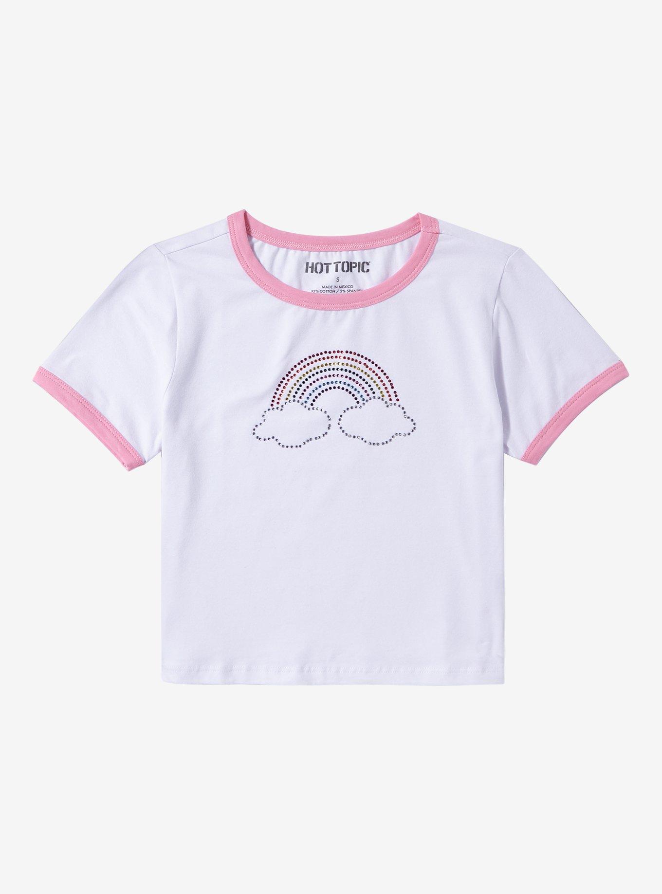 Rainbow Rhinestone Ringer Girls Baby T-Shirt, , hi-res