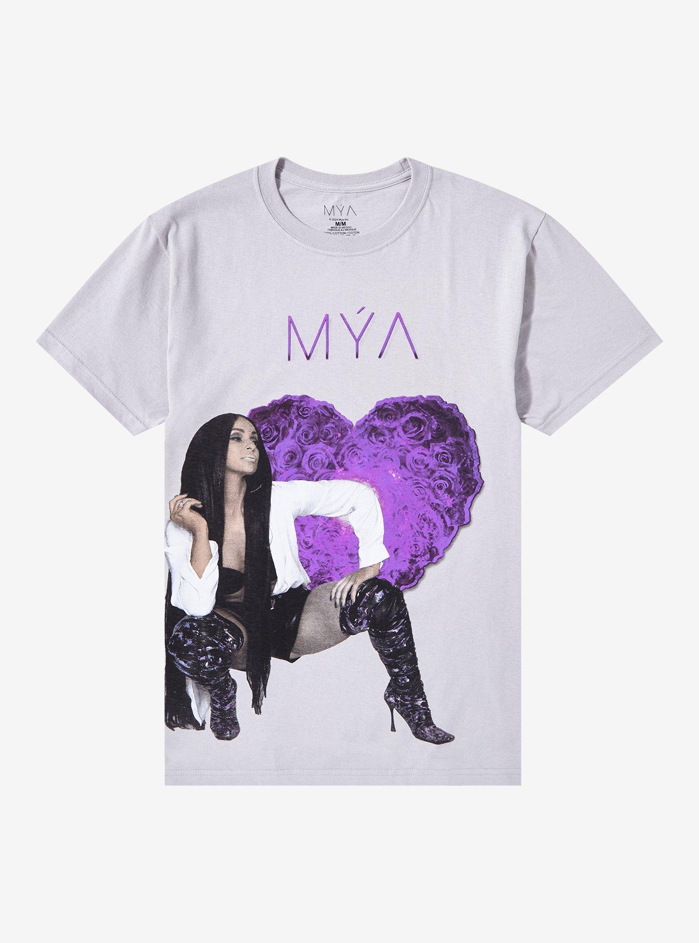 Mya Purple Rose Heart Boyfriend Fit Girls T-Shirt, ICE GREY, hi-res