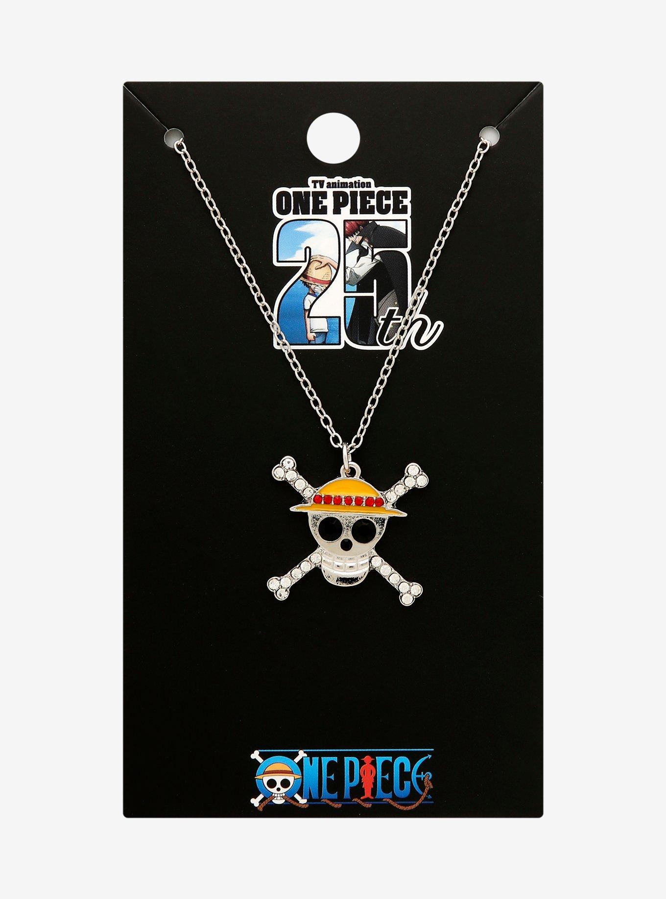 One Piece Straw Hat Crew Jolly Roger Rhinestone Necklace - BoxLunch Exclusive, , hi-res