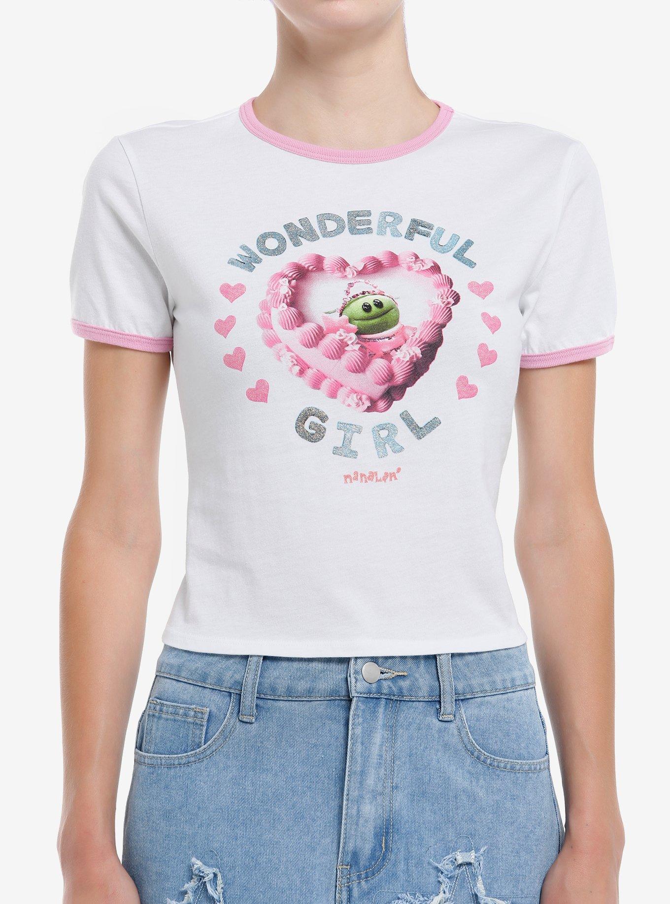 Nanalan' Mona Wonderful Girl Cake Glitter Ringer Girls Baby T-Shirt, MULTI, hi-res