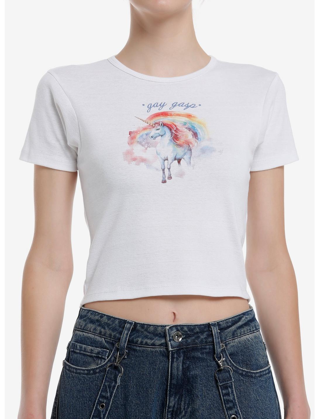 Gay Gasp Unicorn Crop T-Shirt, MULTI, hi-res